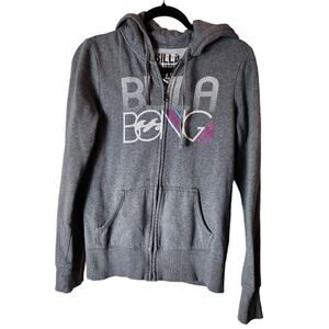 Vintage Billabong Graphic Zip Up Hoodie Sweatshirt Hooded Y2K Large Womans Retro